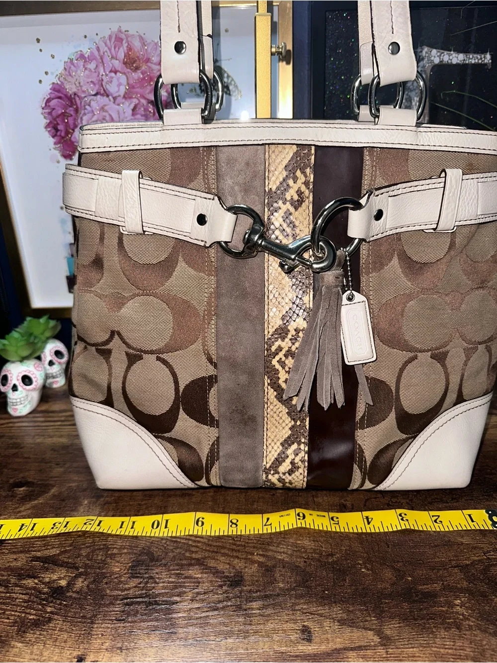 Coach Hamptons Signature Patchwork Python Stripe Tote (2006)
